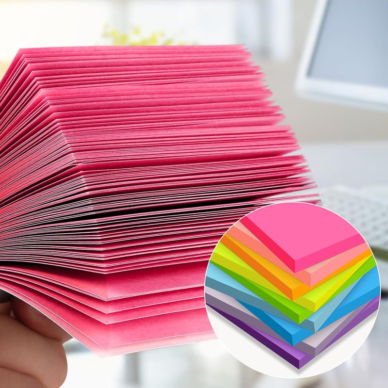 YEECOK (18 Pads) Sticky Notes 3x3 inch, Self-Stick Pads Bright Colors Sticky Note, Recyclable, Easy to Post for Home, Office, Notebook - Image 4